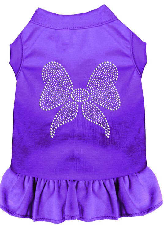 Rhinestone Bow Dress Purple XS